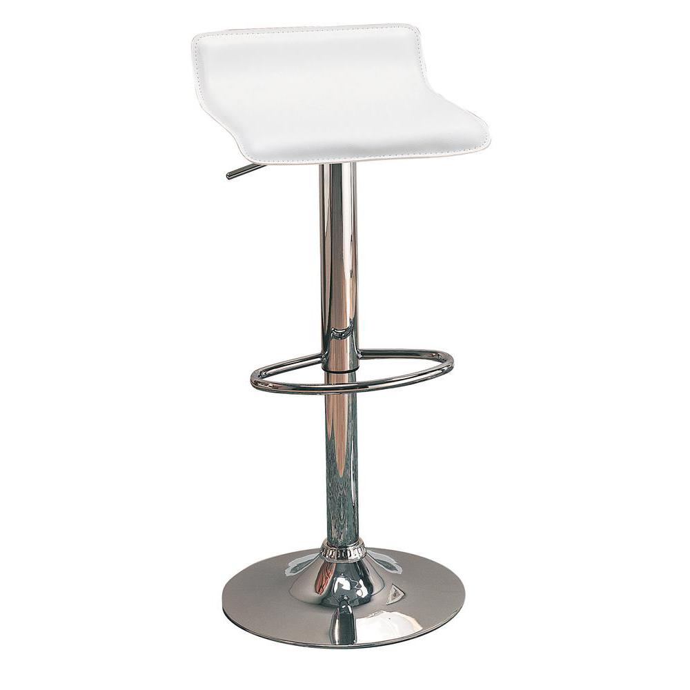 29" Upholstered Backless Adjustable Bar Stools White and Chrome (Set of 2). Picture 1