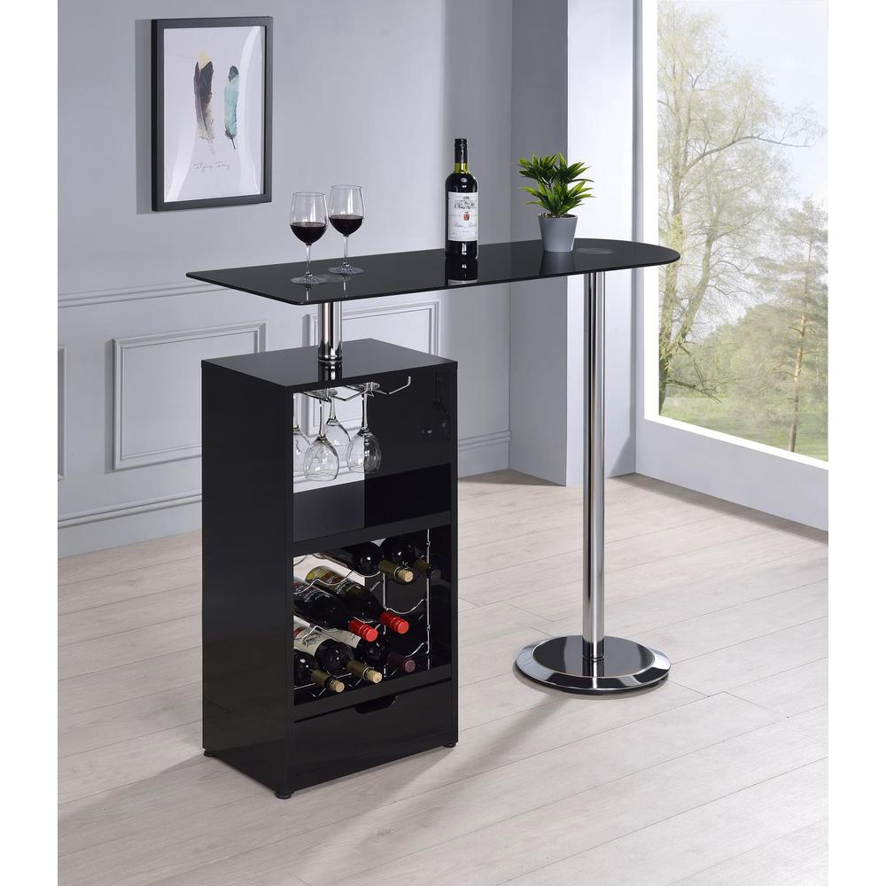 Koufax 1-drawer Bar Table Glossy Black. Picture 1