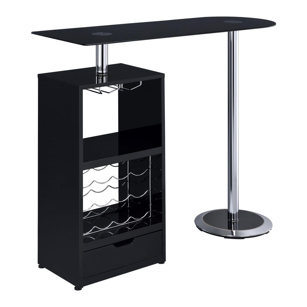 Koufax 1-drawer Bar Table Glossy Black. Picture 2