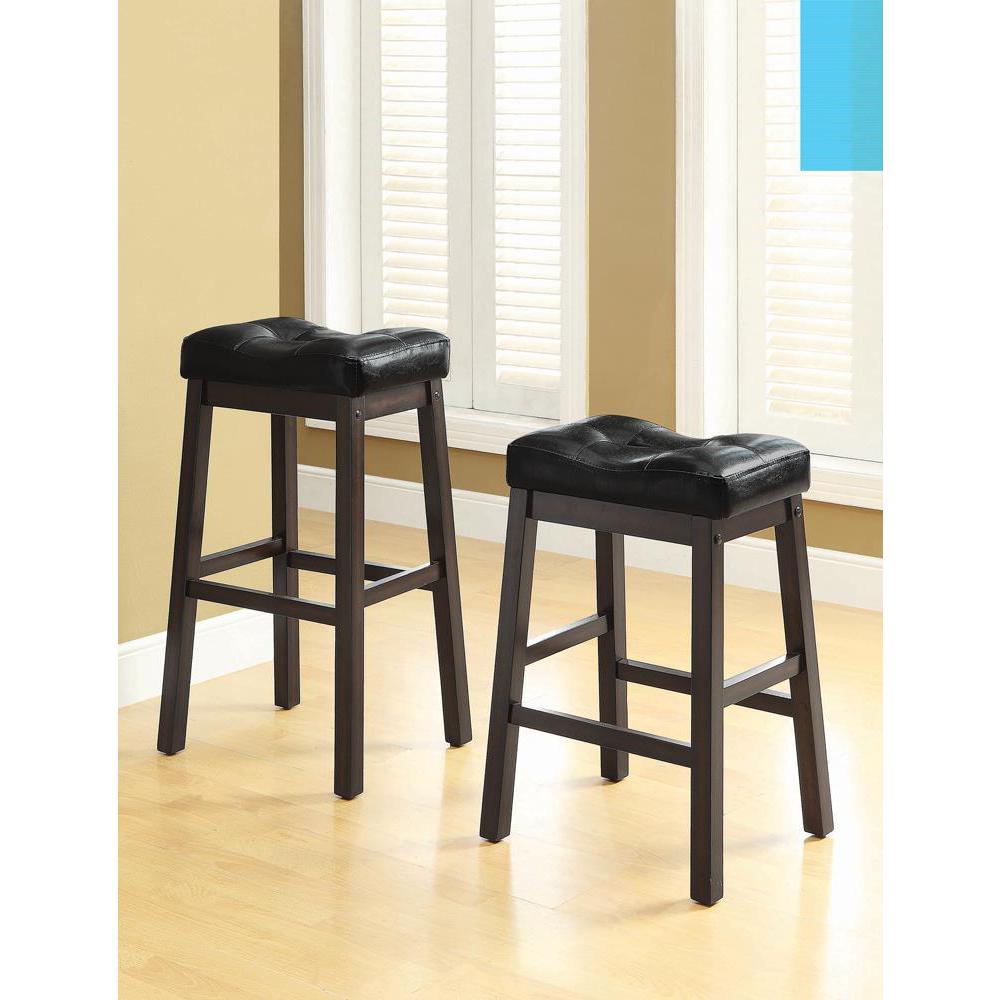 Donald Upholstered Counter Height Stools Black and Cappuccino (Set of 2). Picture 2