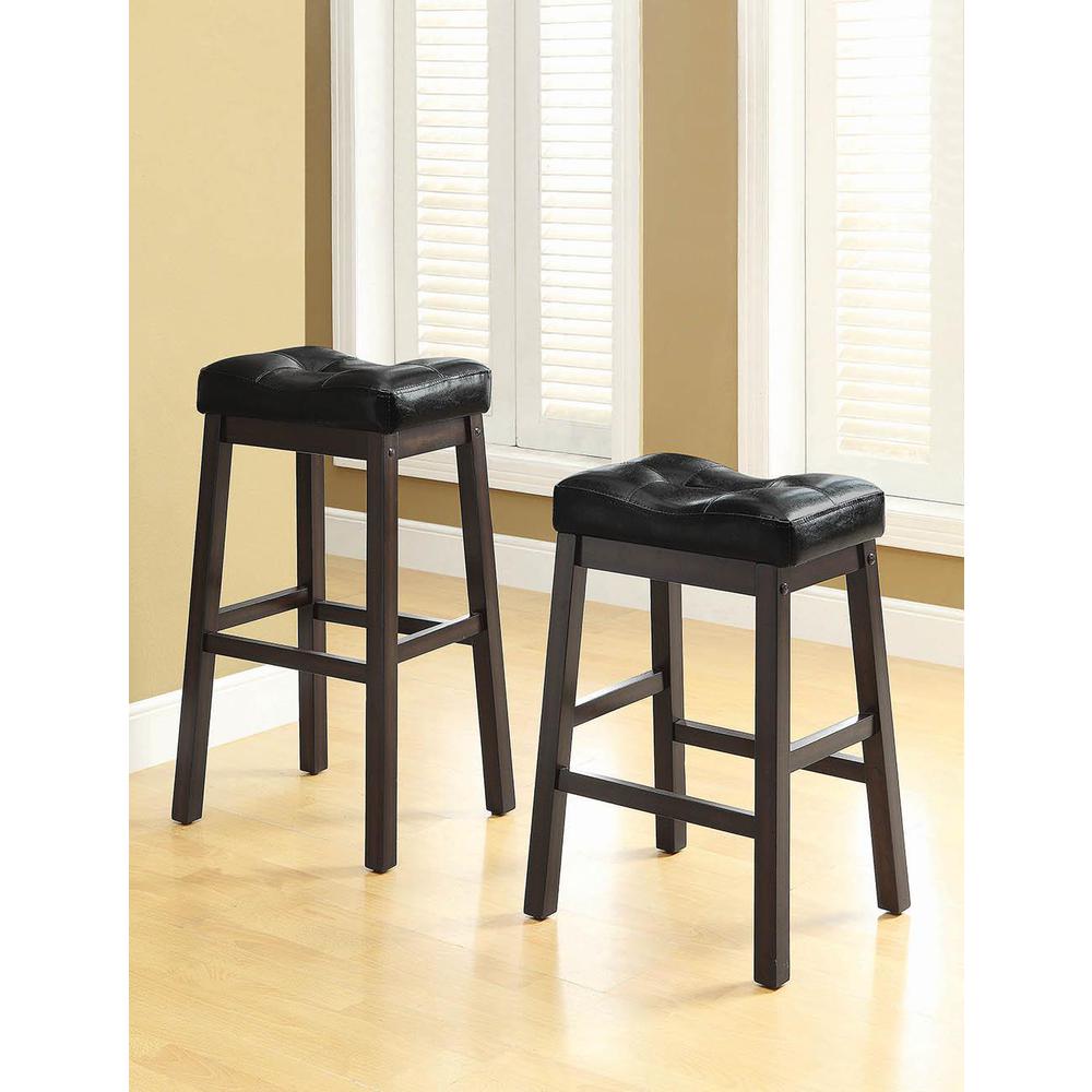 Donald Upholstered Bar Stools Black and Cappuccino (Set of 2). Picture 1