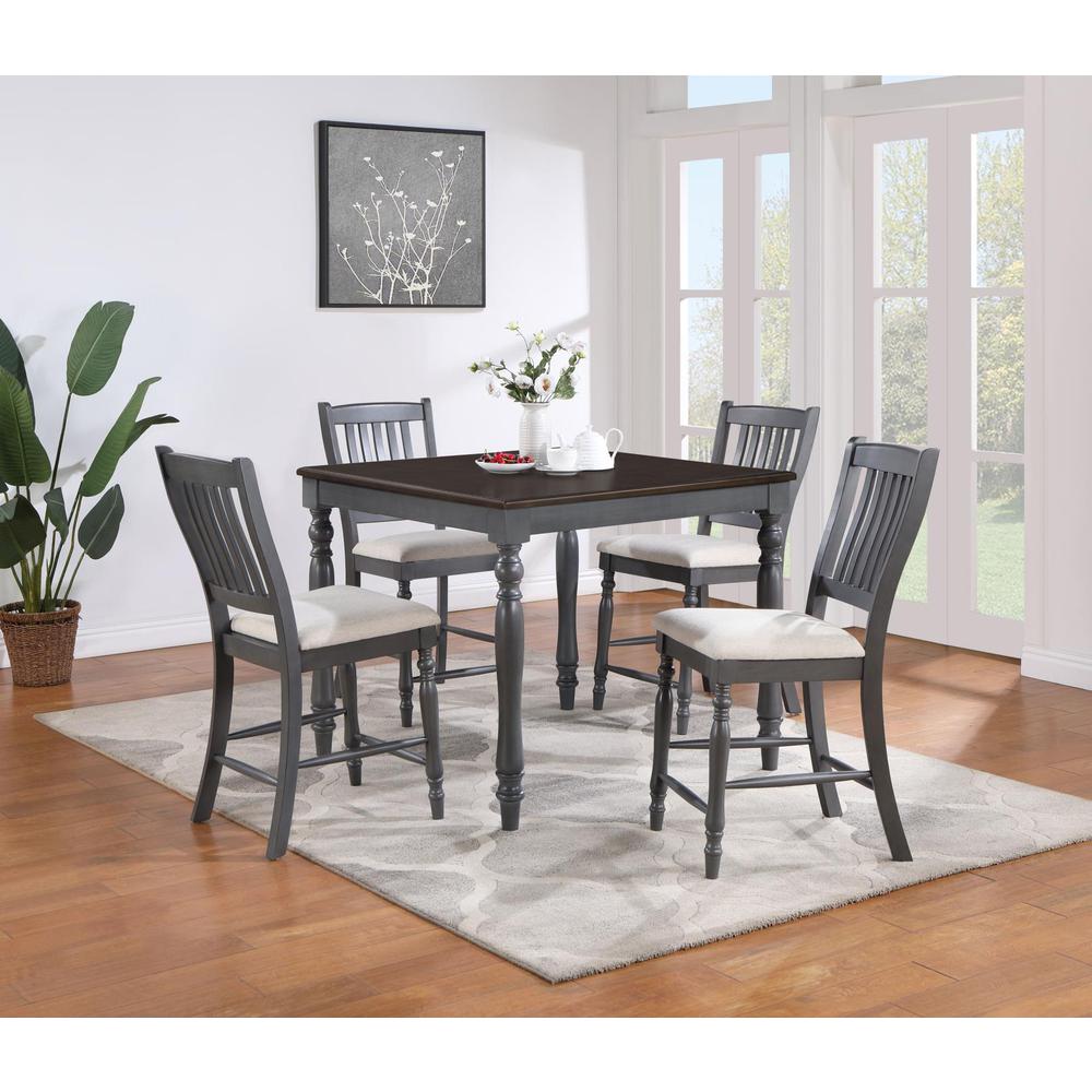 Wiley 5-piece Square Spindle Legs Counter Height Dining Set Beige and Grey. Picture 15