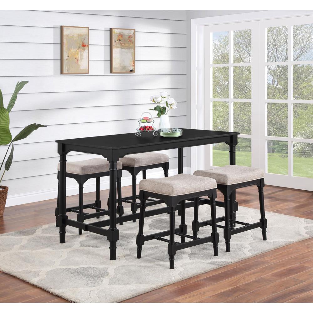 5-piece Rectangular Spindle Leg Counter Height Dining Set Oatmeal and Black. Picture 11