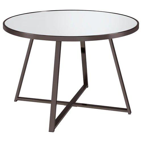 Jillian Round Dining Table with Tempered Mirror Top Black Nickel. Picture 1