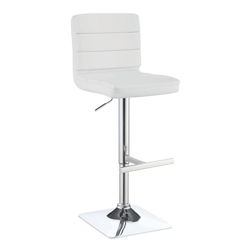 Bianca Upholstered Adjustable Bar Stools White And Chrome (Set Of 2). The main picture.