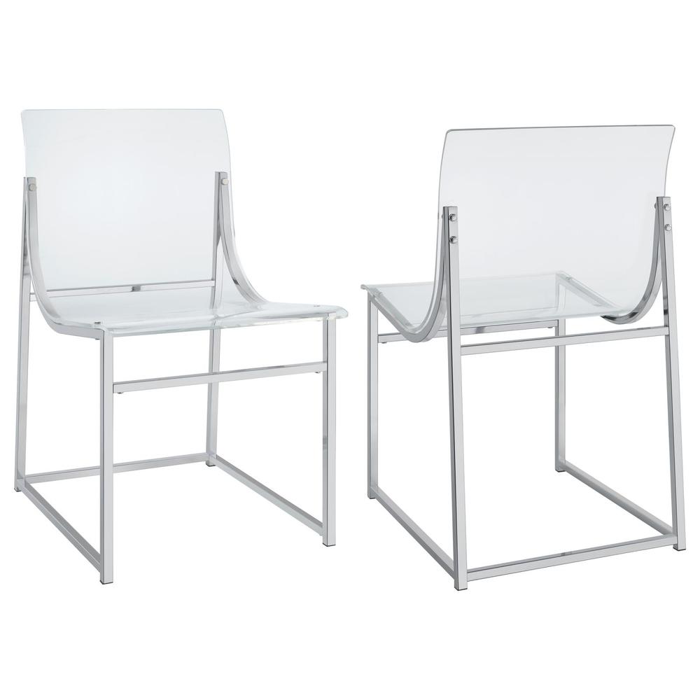 Adino Acrylic Dining Side Chair Clear and Chrome (Set of 2). Picture 8