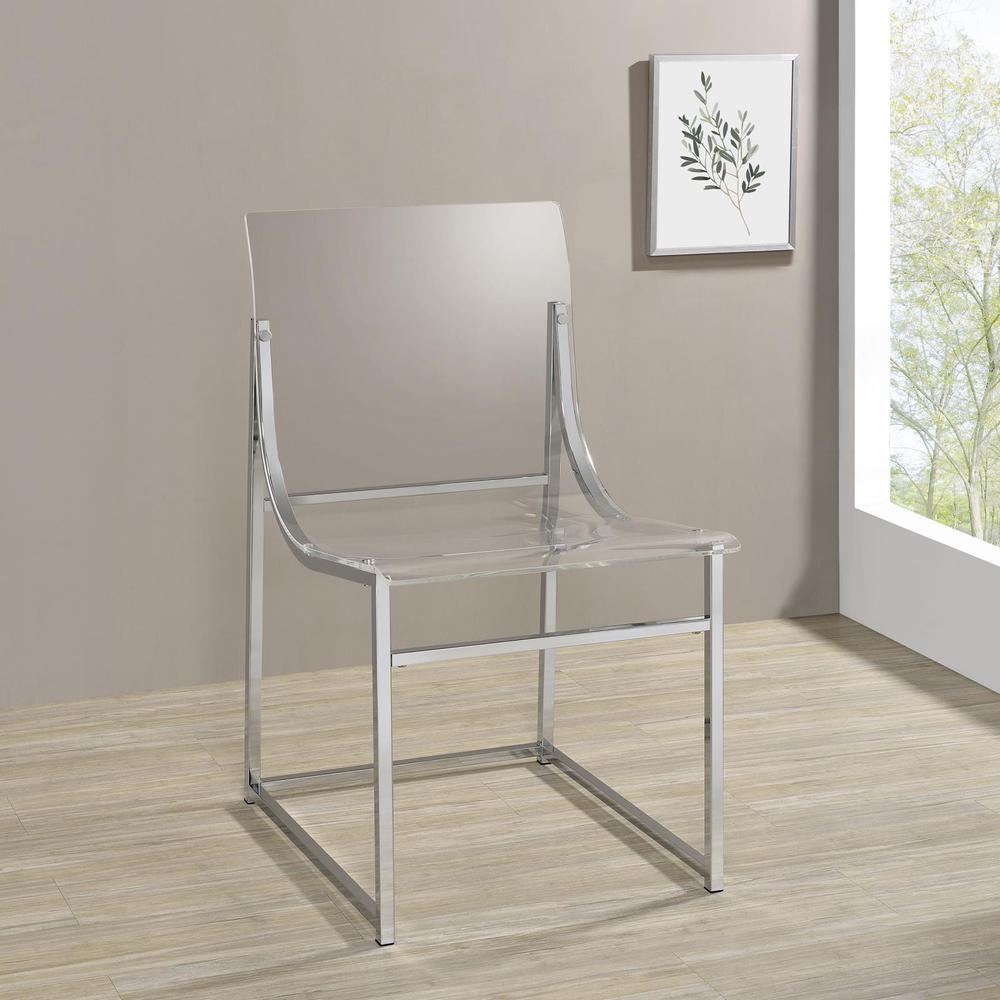 Adino Acrylic Dining Side Chair Clear and Chrome (Set of 2). Picture 11