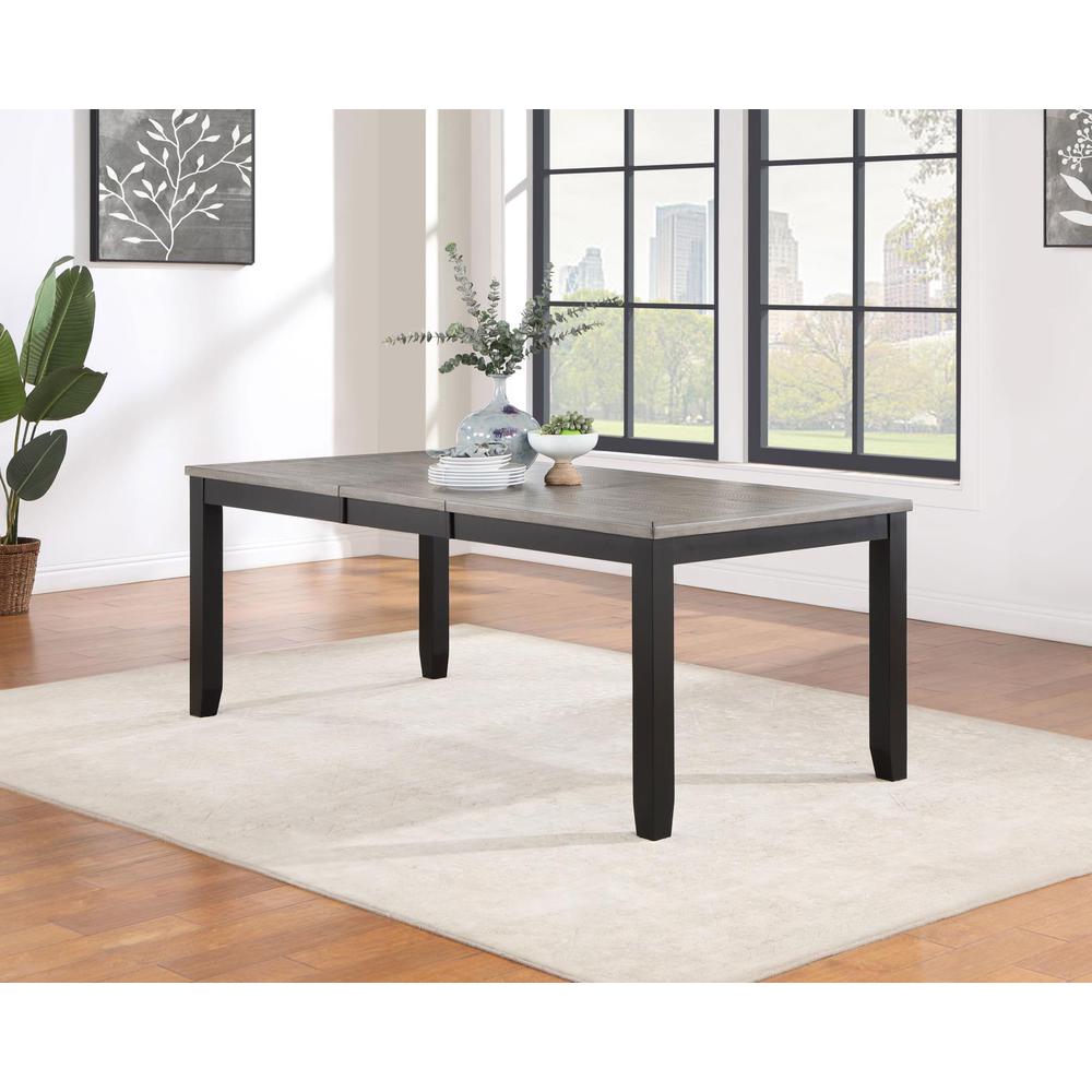 Elodie Rectangular Dining Table with Extension Grey and Black. Picture 1
