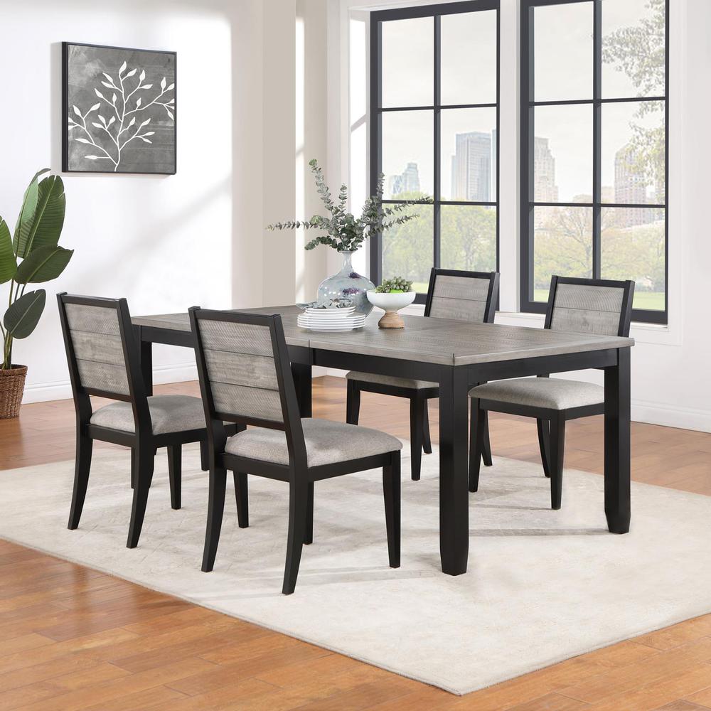 Elodie 5-piece Dining Table Set with Extension Leaf Grey and Black. Picture 11
