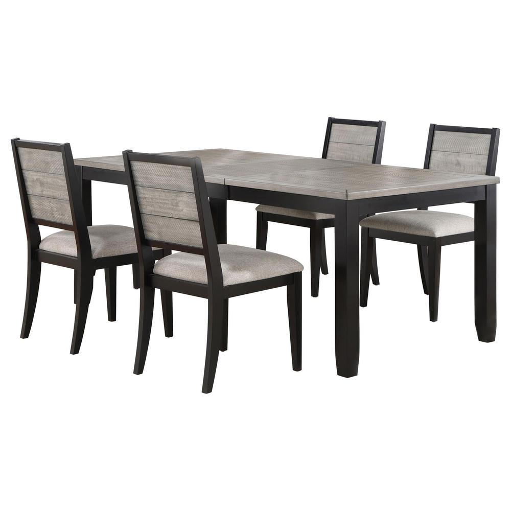 Elodie 5-piece Dining Table Set with Extension Leaf Grey and Black. Picture 1