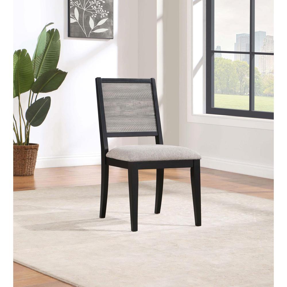 Elodie Upholstered Padded Seat Dining Side Chair Dove Grey and Black (Set of 2). Picture 1