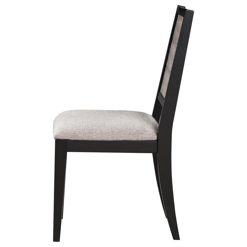 Elodie Upholstered Padded Seat Dining Side Chair Dove Grey and Black (Set of 2). Picture 4