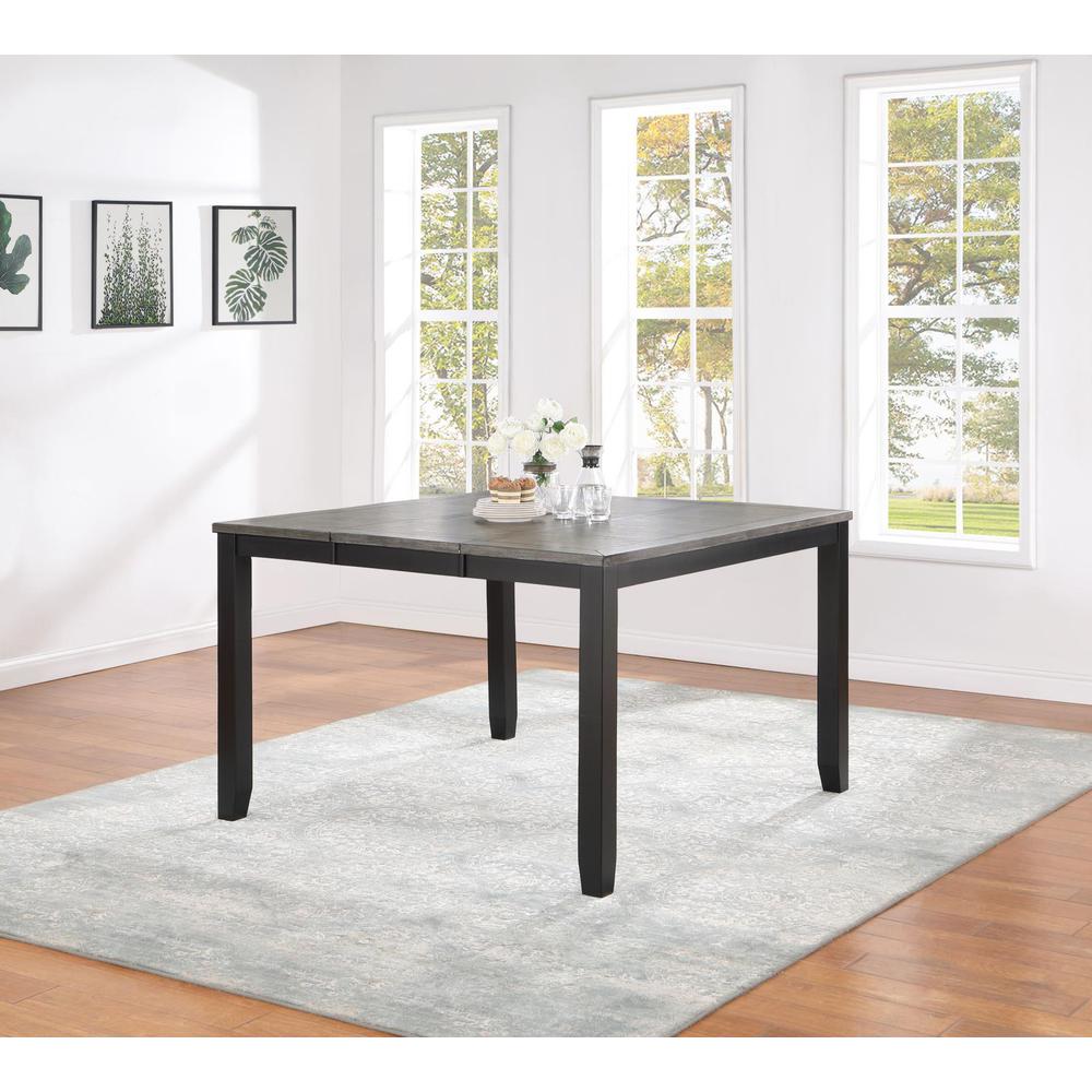 Elodie Counter Height Dining Table with Extension Leaf Grey and Black. Picture 9