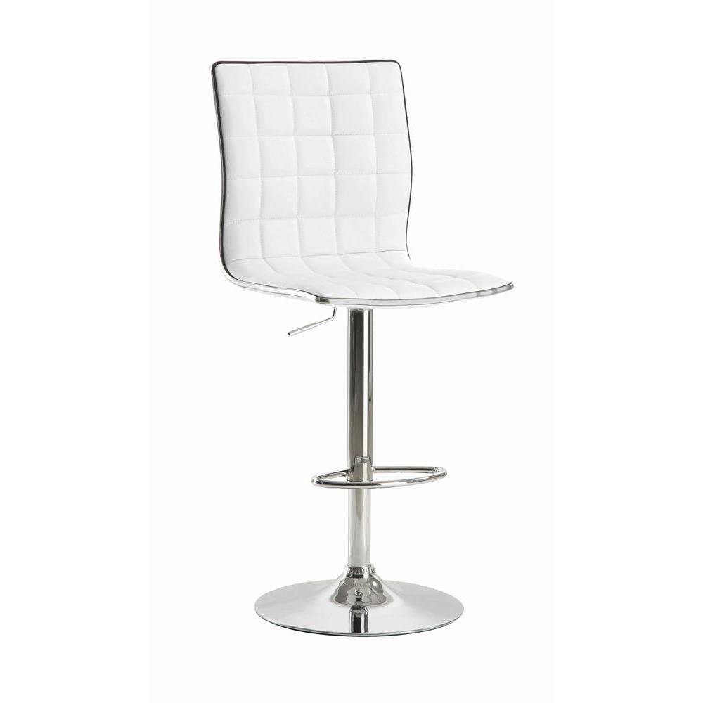 Ashbury Upholstered Adjustable Bar Stools White and Chrome (Set of 2). Picture 1