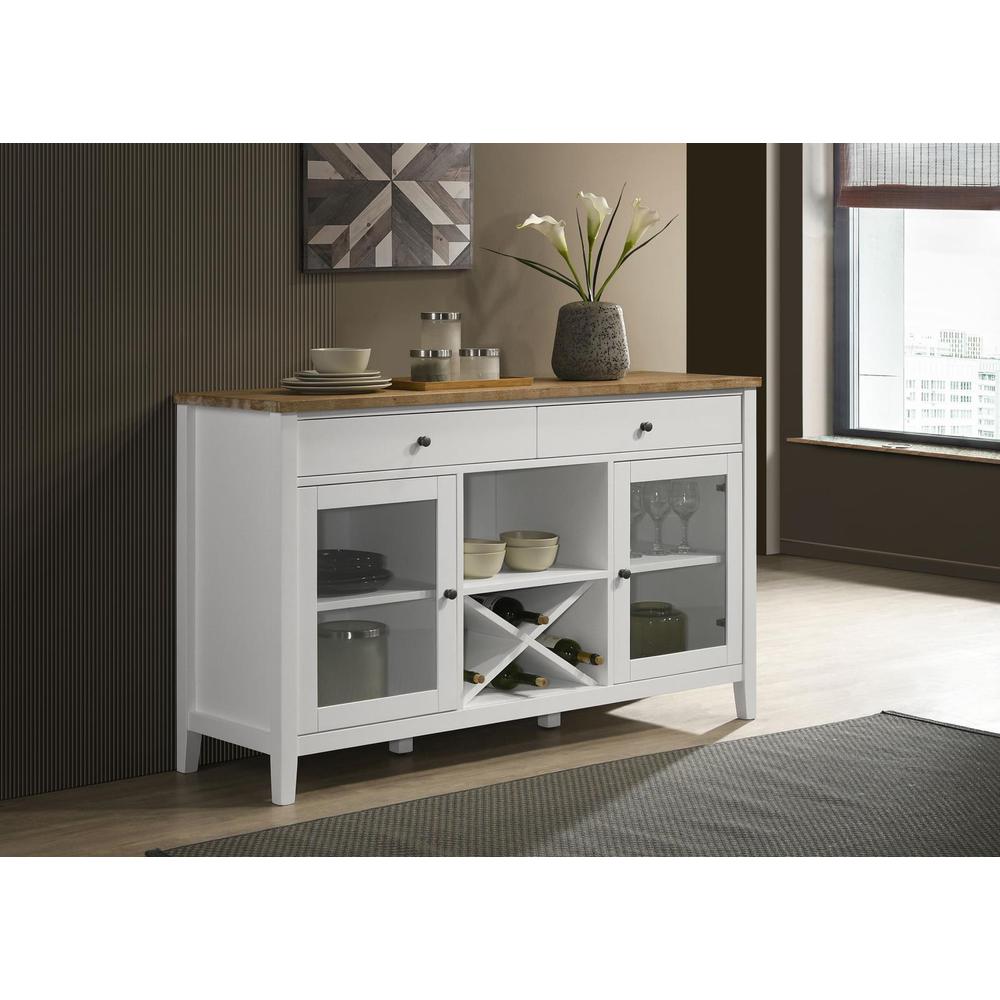 Hollis 2-door Dining Sideboard with Drawers Brown and White. Picture 13