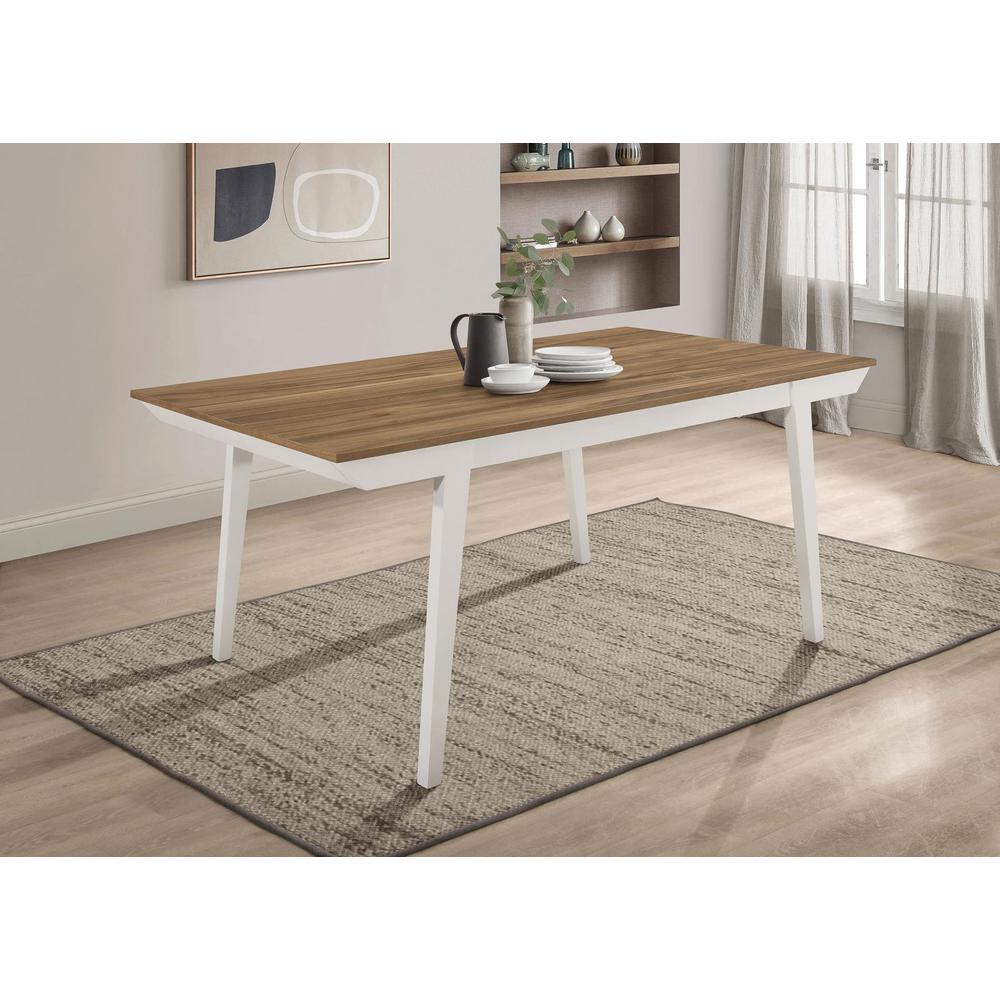 Nogales Rectangular Wood Dining Table Natural Acacia and Off White. Picture 10
