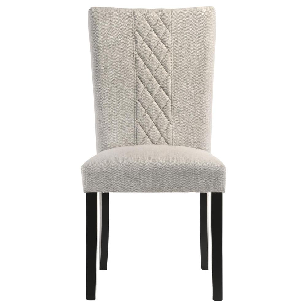 Malia Upholstered Solid Back Dining Side Chair Beige and Black (Set of 2). Picture 3