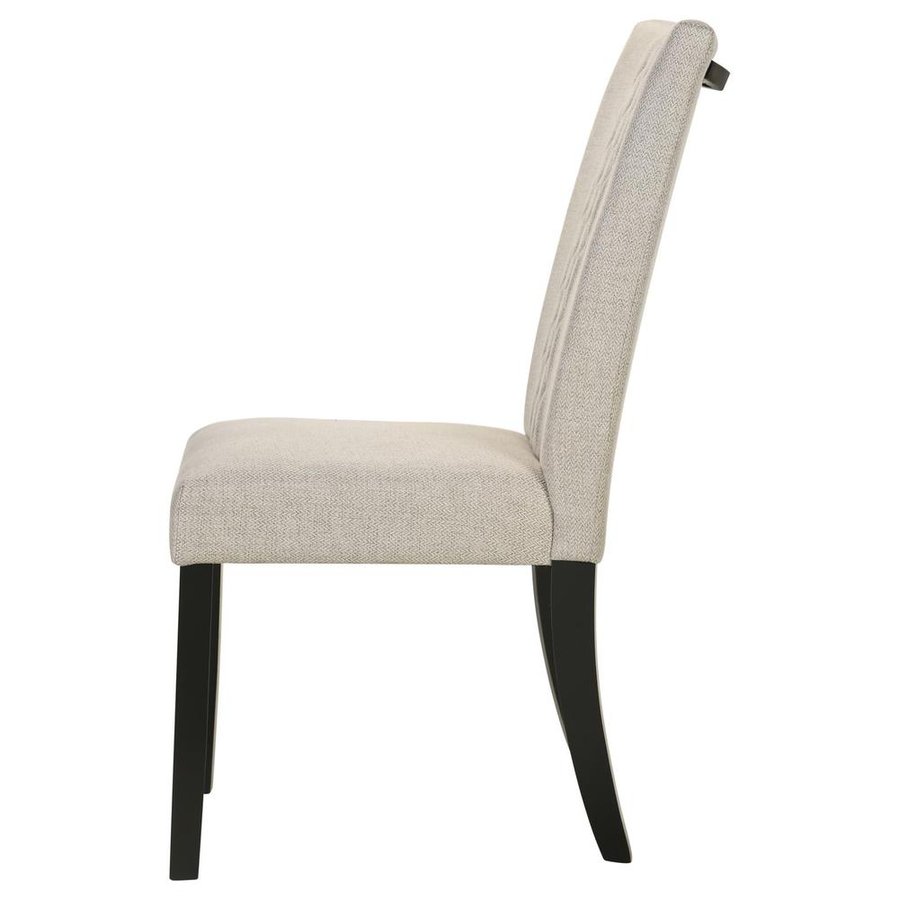Malia Upholstered Solid Back Dining Side Chair Beige and Black (Set of 2). Picture 5