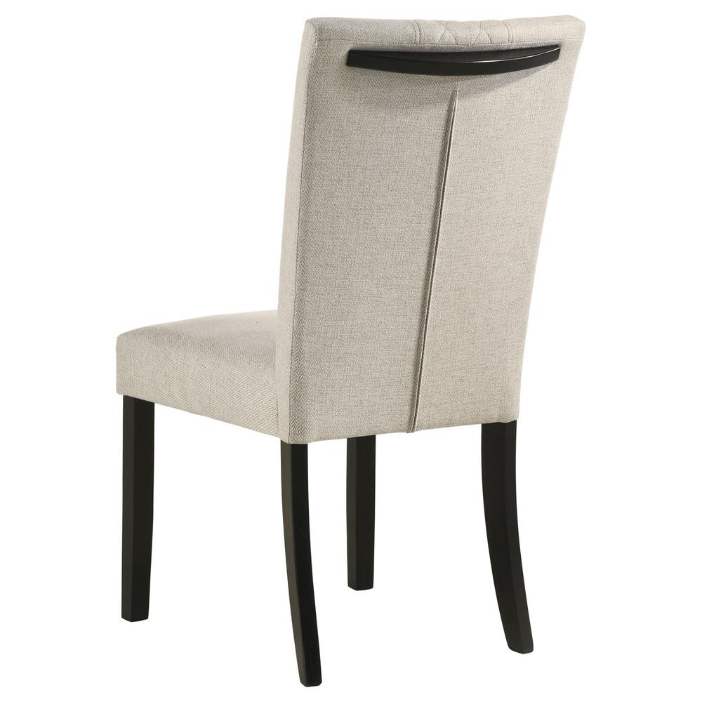 Malia Upholstered Solid Back Dining Side Chair Beige and Black (Set of 2). Picture 6