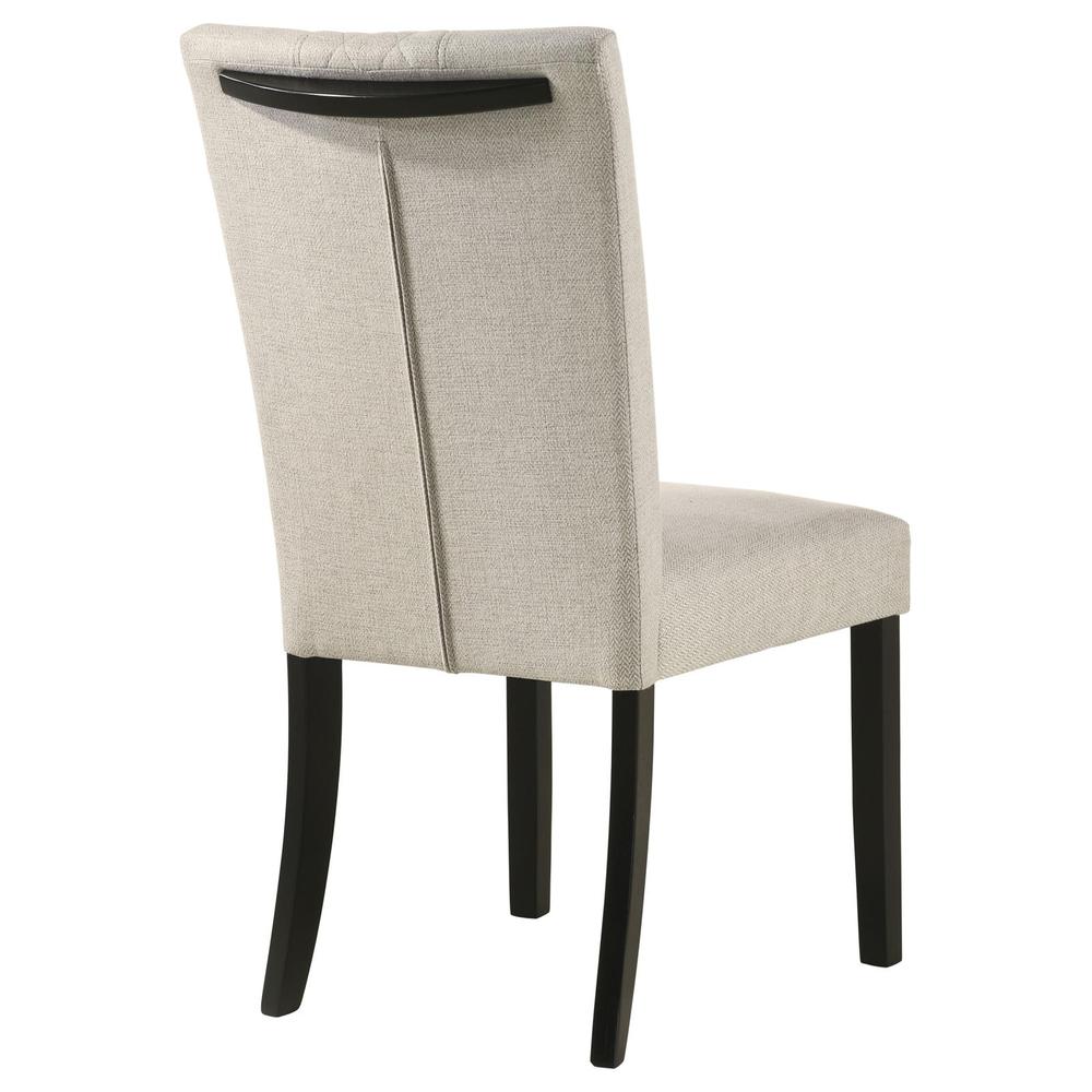Malia Upholstered Solid Back Dining Side Chair Beige and Black (Set of 2). Picture 7