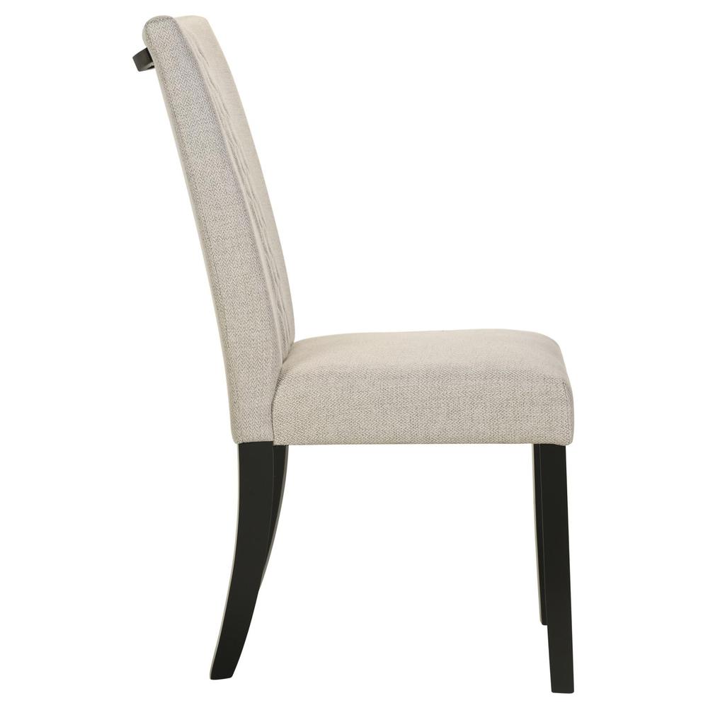 Malia Upholstered Solid Back Dining Side Chair Beige and Black (Set of 2). Picture 8