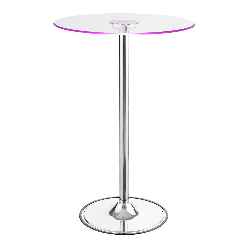Thea LED Bar Table Chrome and Clear. Picture 5