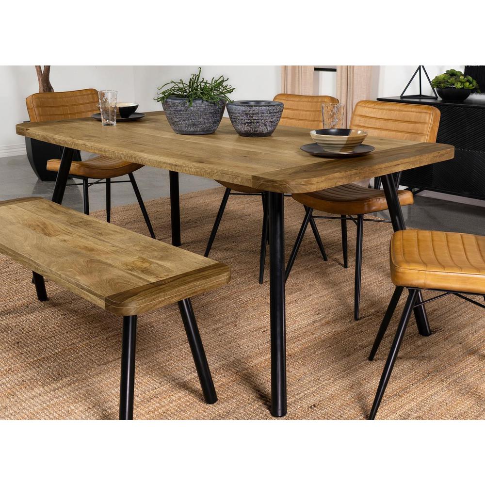 Maverick Rectangular Tapered Legs Dining Table Natural Mango and Black. Picture 7