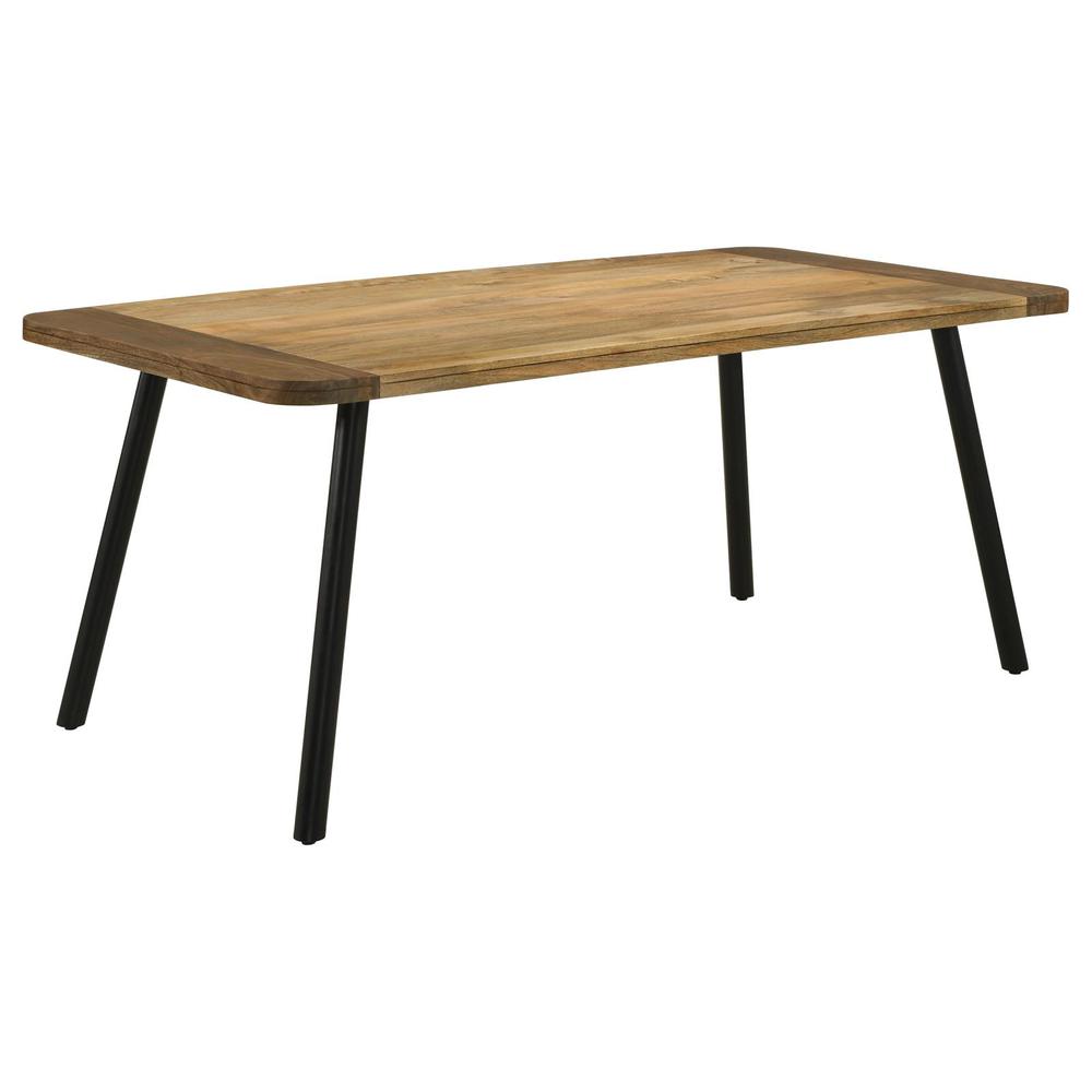 Maverick Rectangular Tapered Legs Dining Table Natural Mango and Black. Picture 10