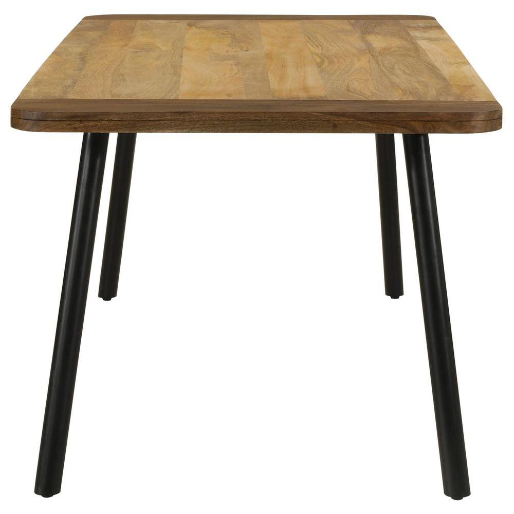 Maverick Rectangular Tapered Legs Dining Table Natural Mango and Black. Picture 2