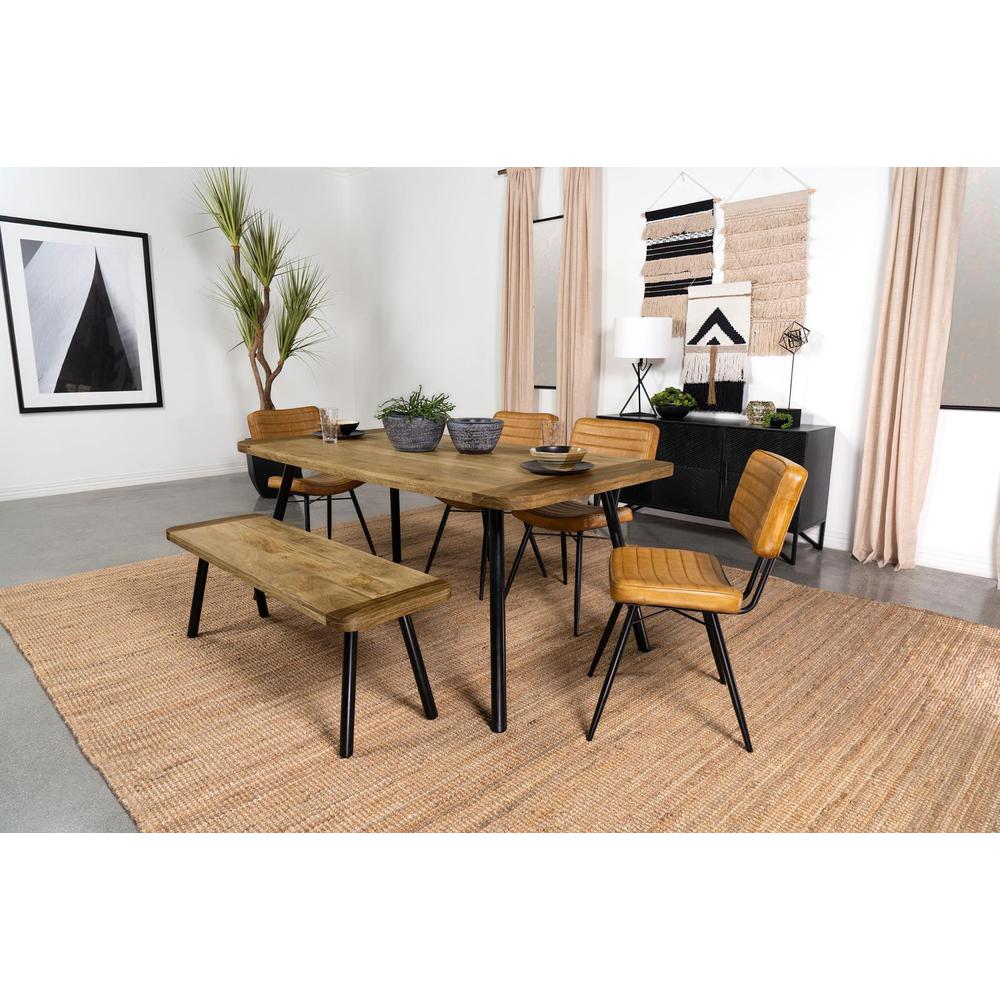 Maverick Rectangular Tapered Legs Dining Table Natural Mango and Black. Picture 8
