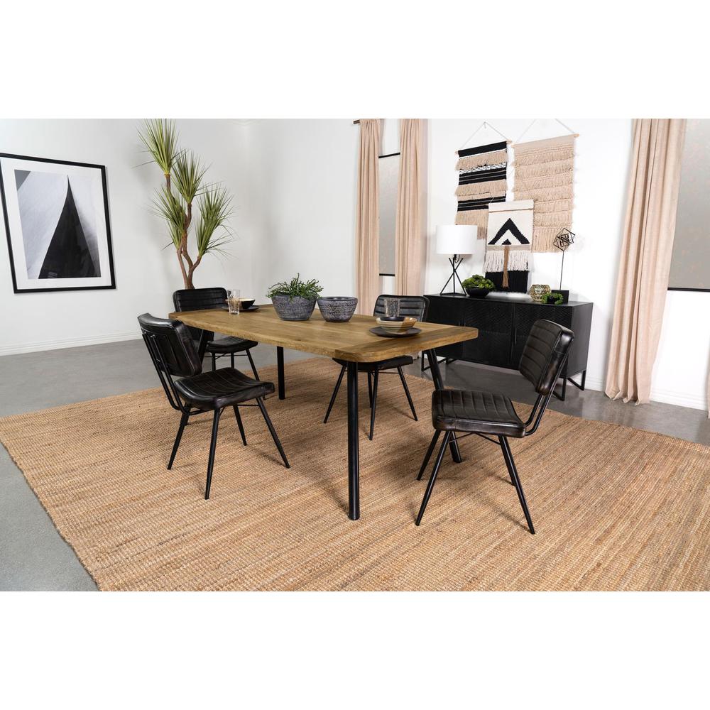 Maverick Rectangular Tapered Legs Dining Table Natural Mango and Black. Picture 9