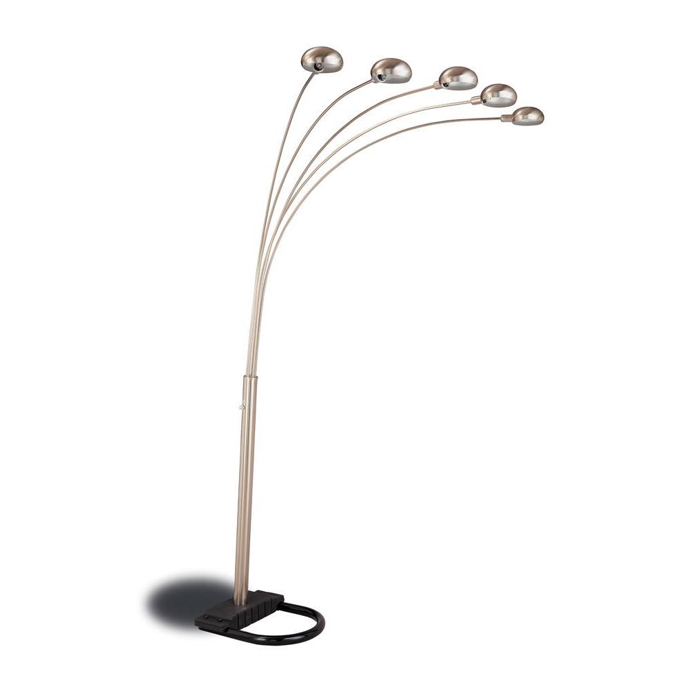 Kayd 5-light Floor Lamp with Curvy Dome Shades Chrome and Black. Picture 1