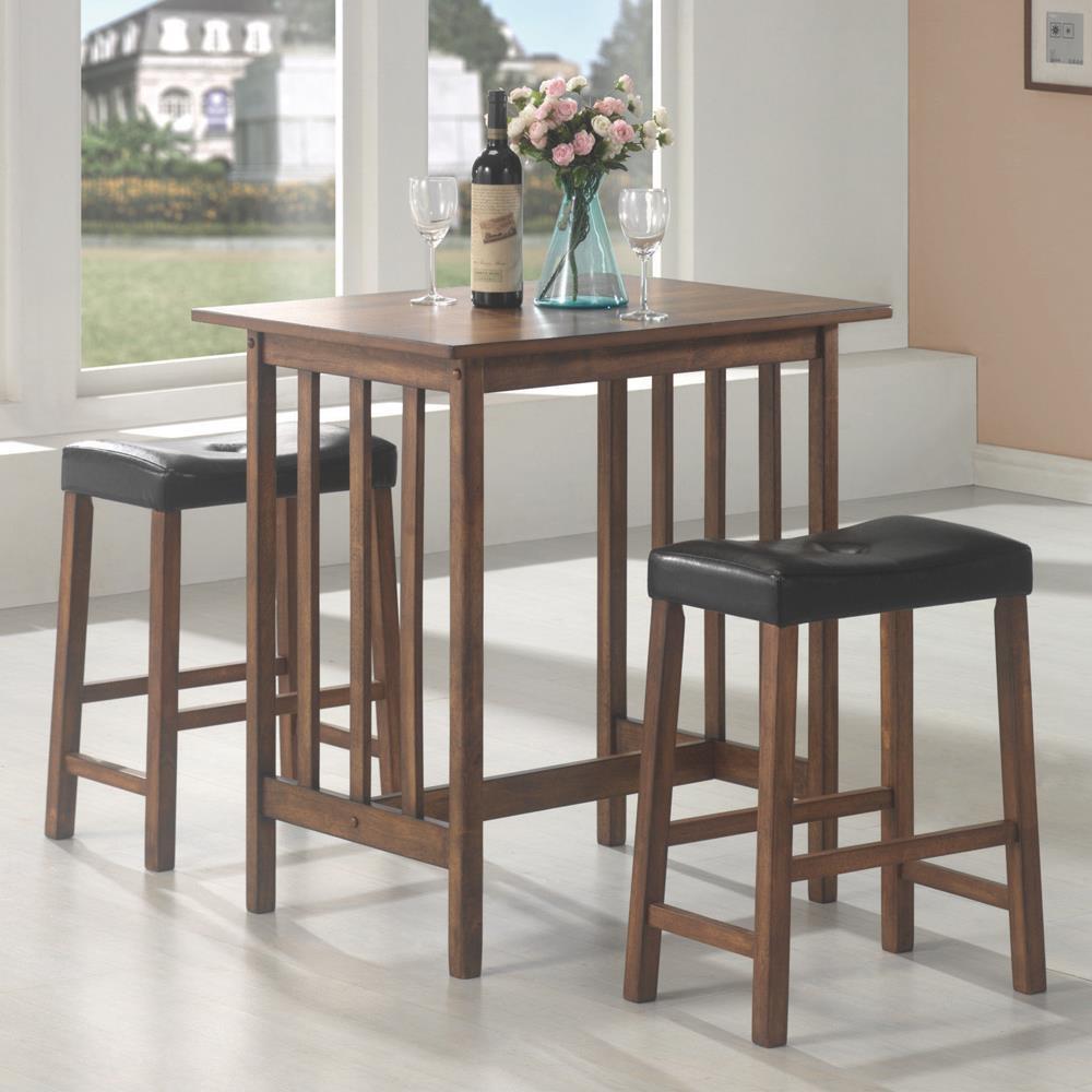 Oleander 3-piece Counter Height Dining Table Set Nut Brown. Picture 1