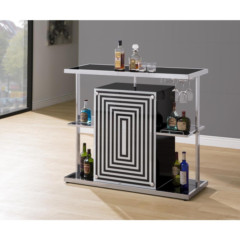 Zinnia 2-tier Bar Unit Glossy Black and White. Picture 1
