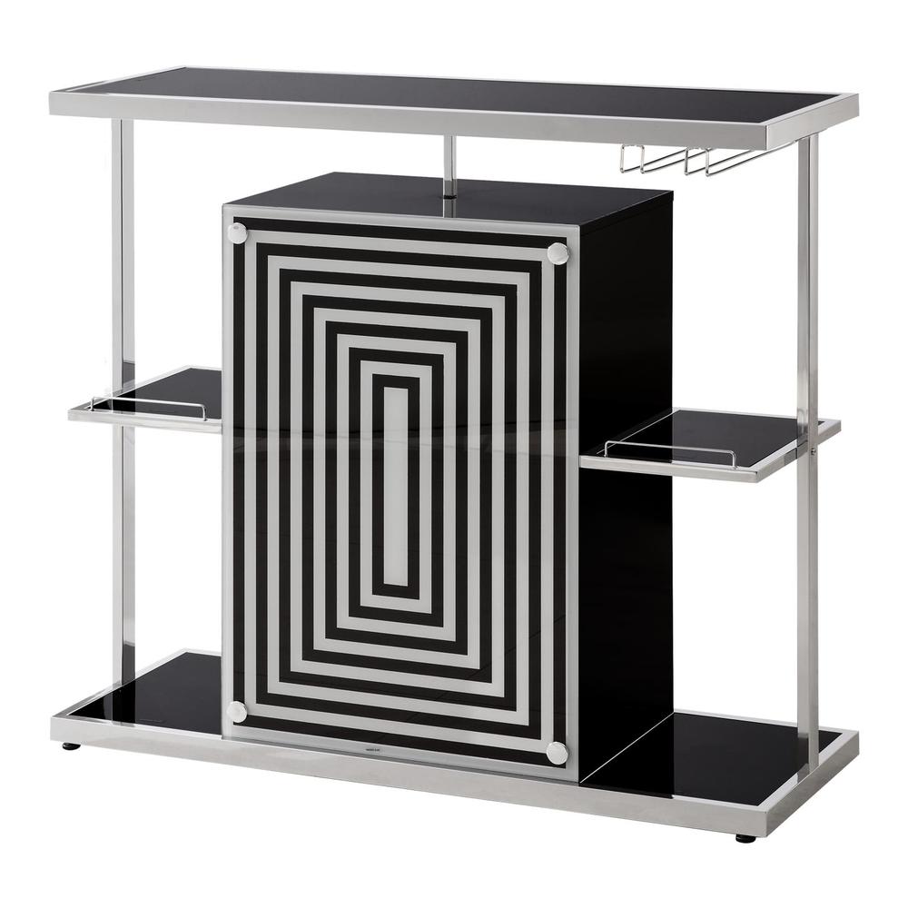 Zinnia 2-tier Bar Unit Glossy Black and White. Picture 2