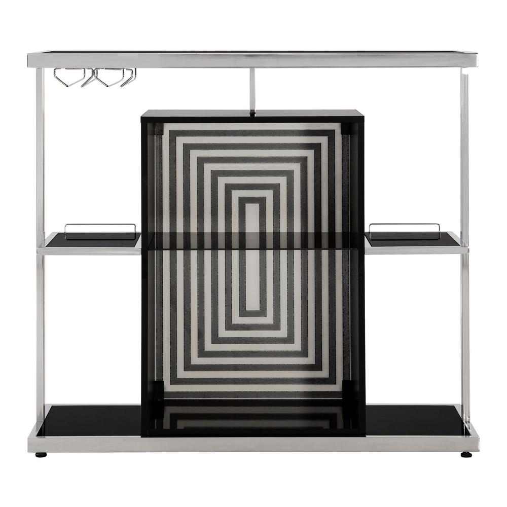 Zinnia 2-tier Bar Unit Glossy Black and White. Picture 4