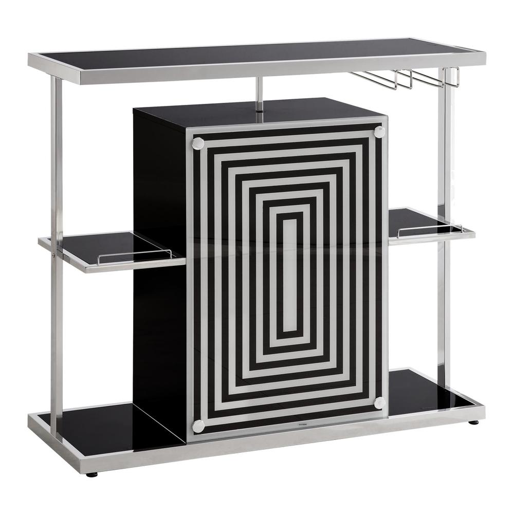 Zinnia 2-tier Bar Unit Glossy Black and White. Picture 6