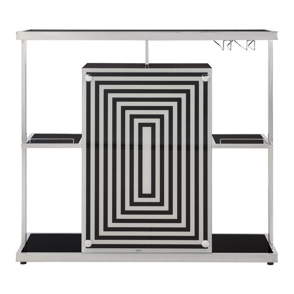 Zinnia 2-tier Bar Unit Glossy Black and White. Picture 7