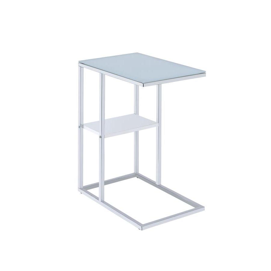 Daisy 1-shelf Accent Table Chrome and White. Picture 1