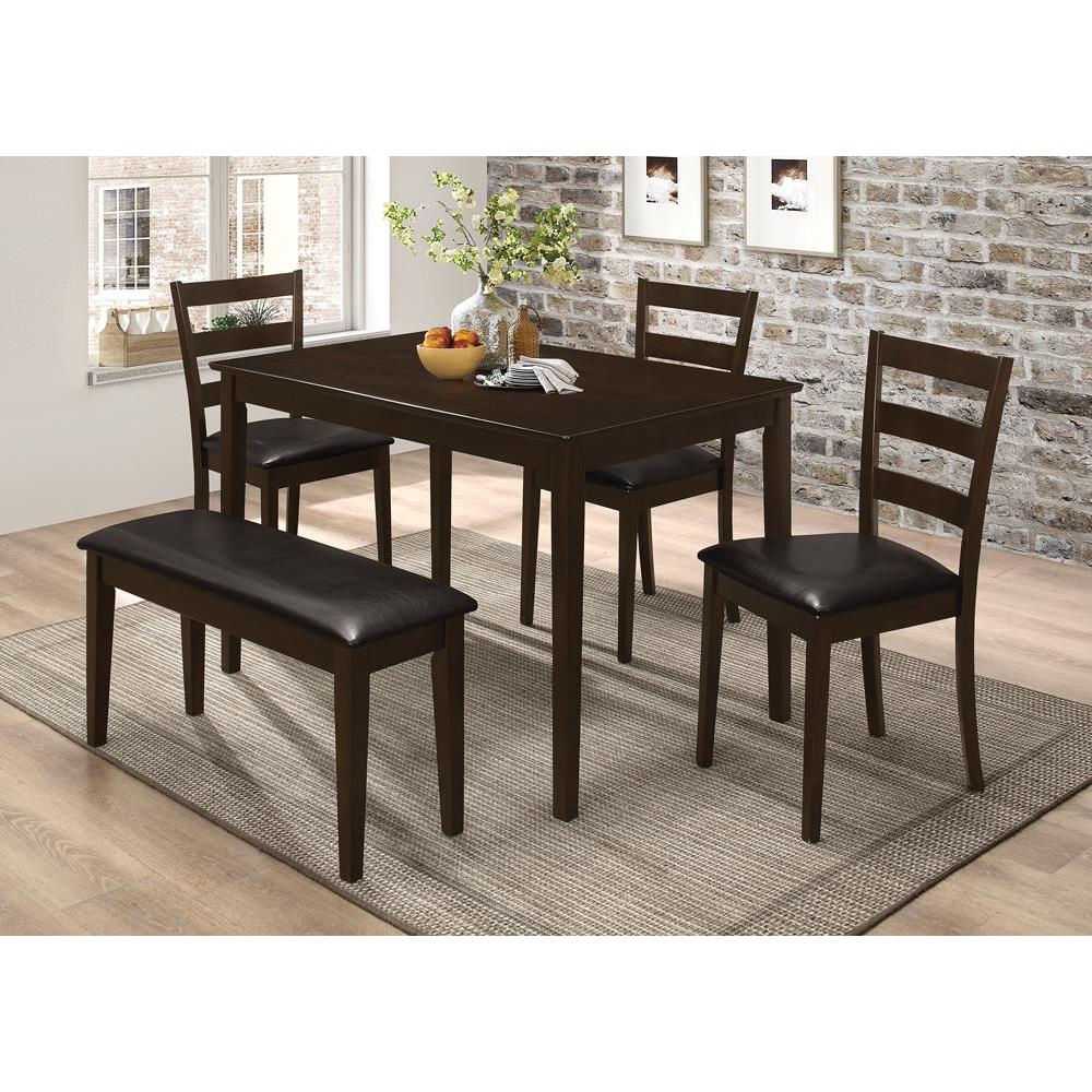 Guillen 5-piece Dining Set with Bench Cappuccino and Dark Brown. Picture 17