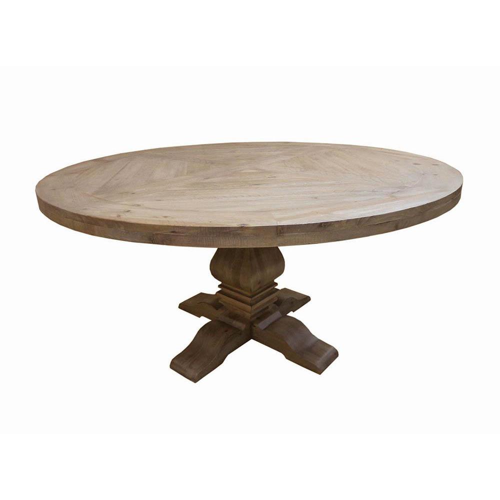 Florence Round Pedestal Dining Table Rustic Smoke. Picture 1