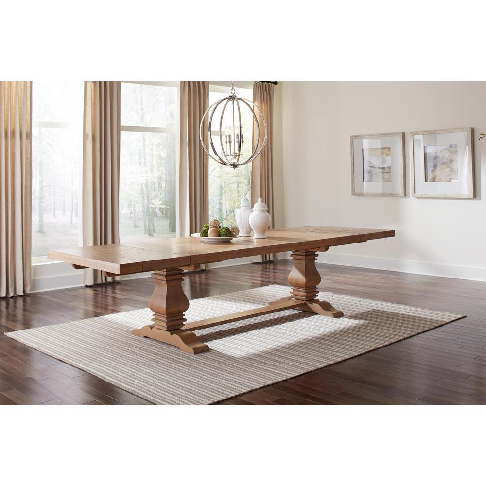Florence Double Pedestal Dining Table Rustic Smoke. Picture 1