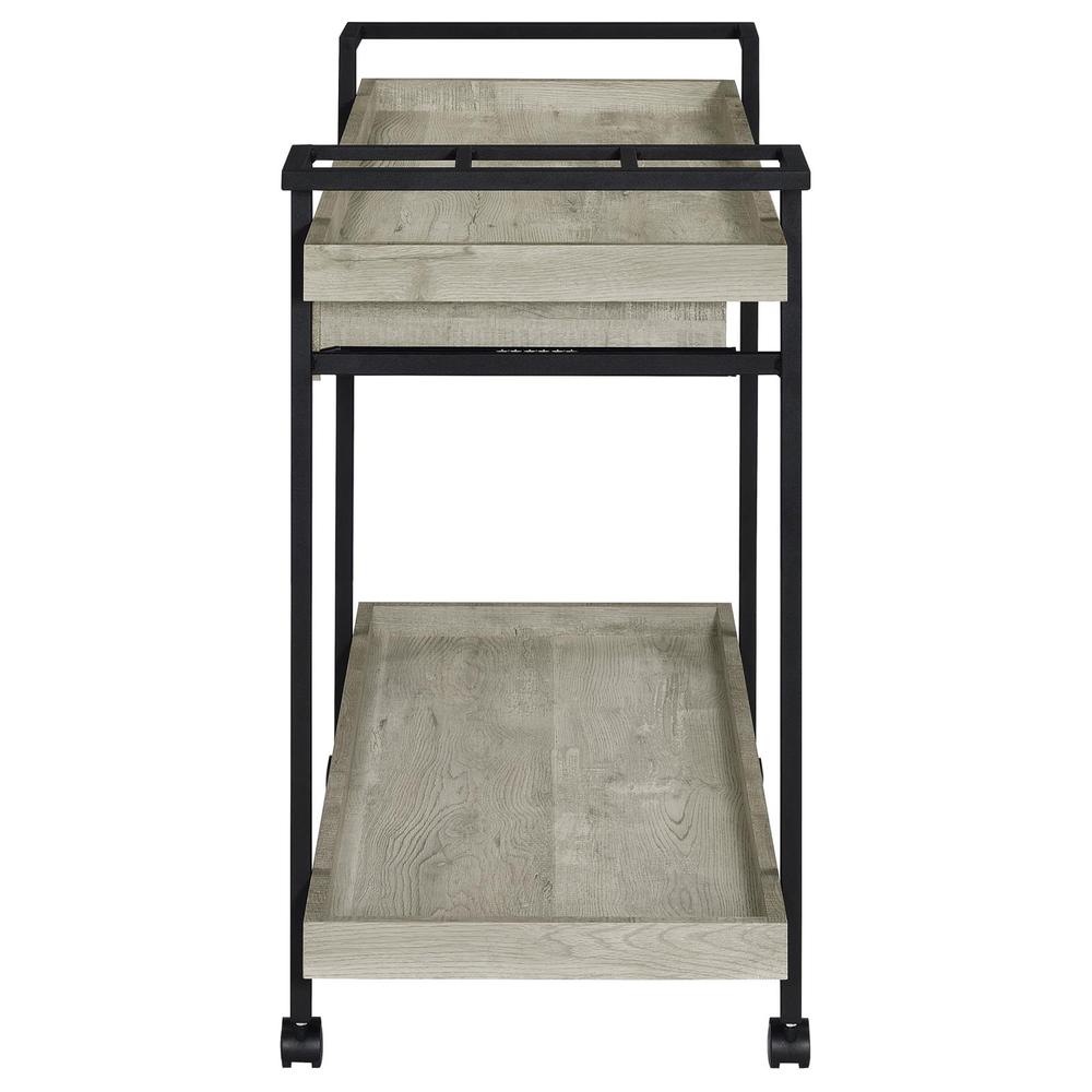 Ventura 2-tier Bar Cart with Storage Drawer Grey Driftwood. Picture 4
