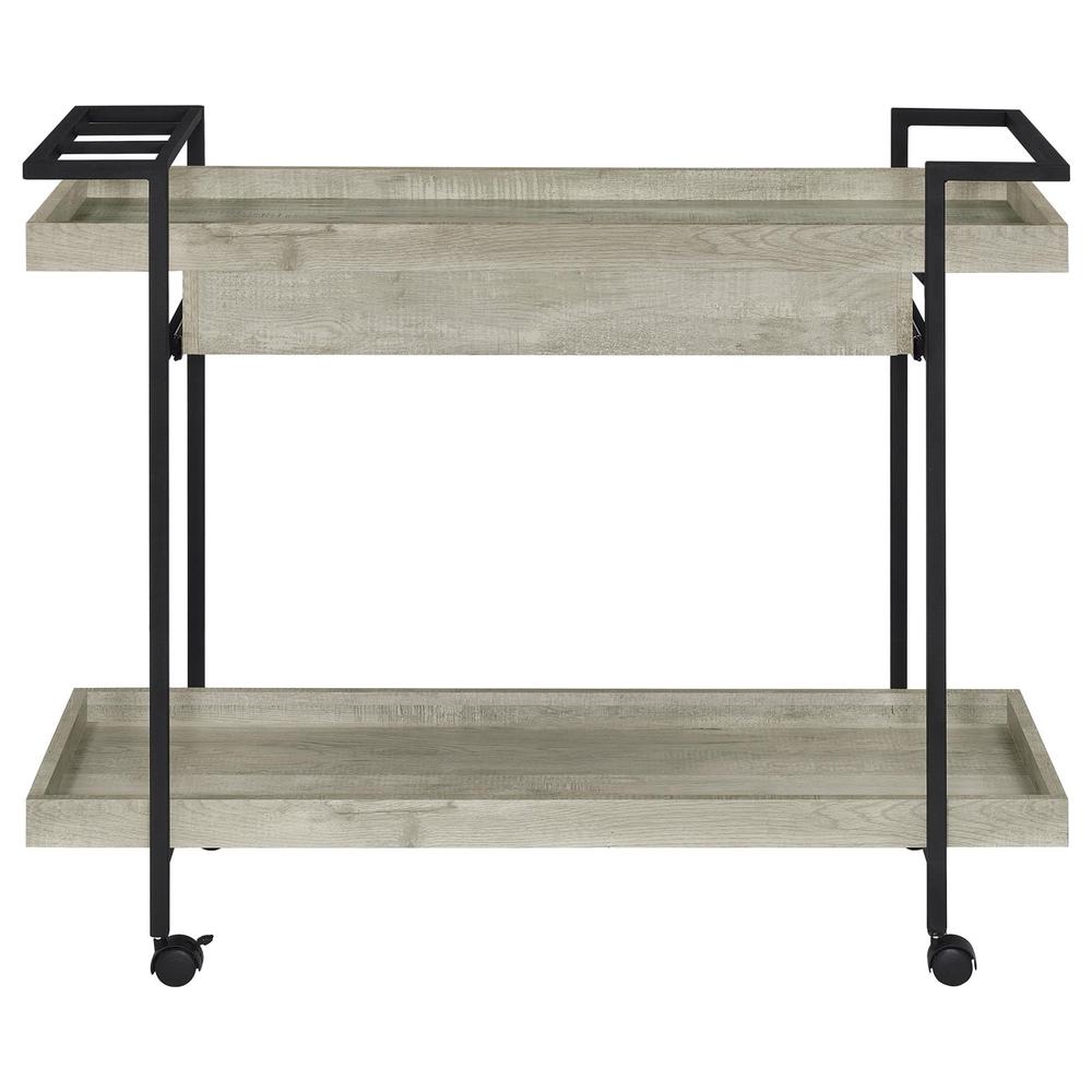 Ventura 2-tier Bar Cart with Storage Drawer Grey Driftwood. Picture 6