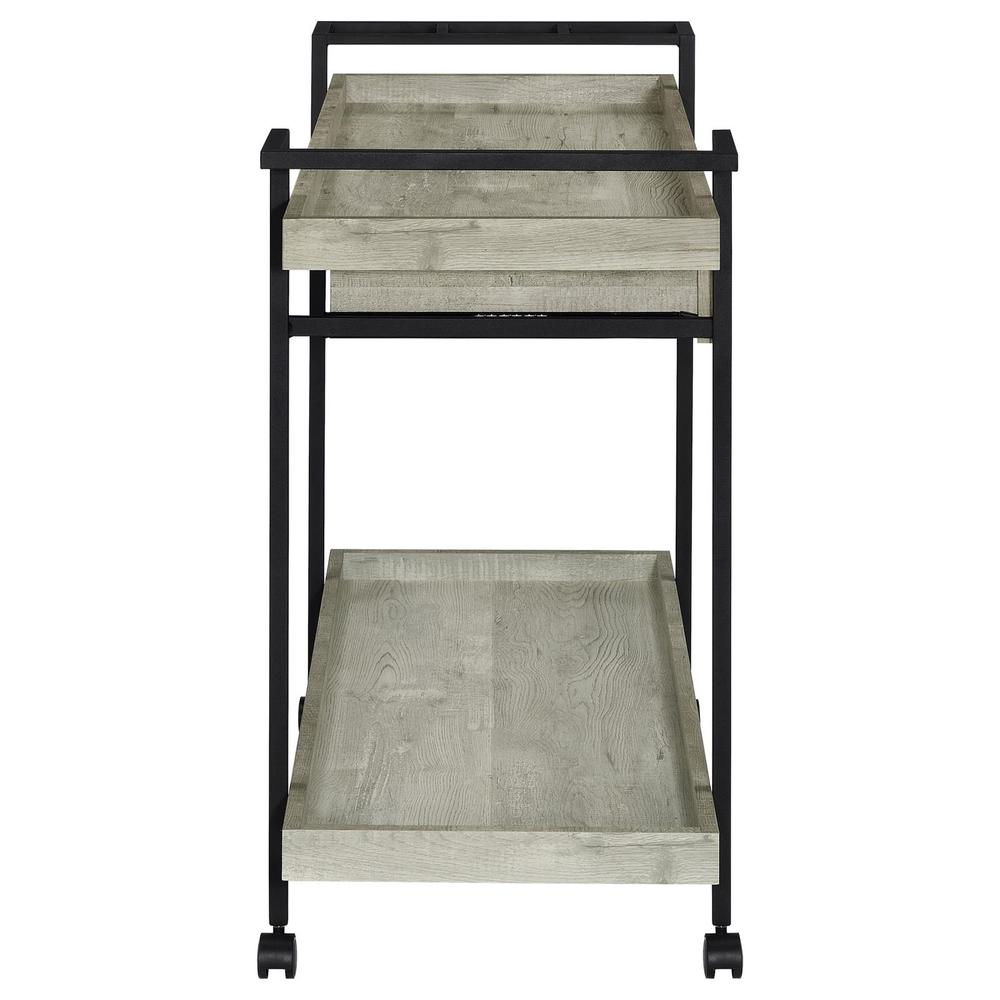 Ventura 2-tier Bar Cart with Storage Drawer Grey Driftwood. Picture 7