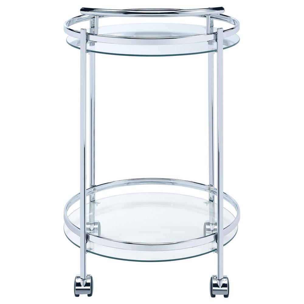 Chrissy 2-tier Round Glass Bar Cart Chrome. Picture 6