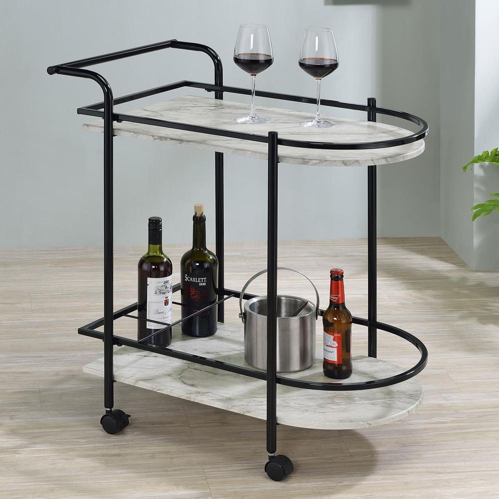 Desiree 2-tier Bar Cart with Casters Black. Picture 1