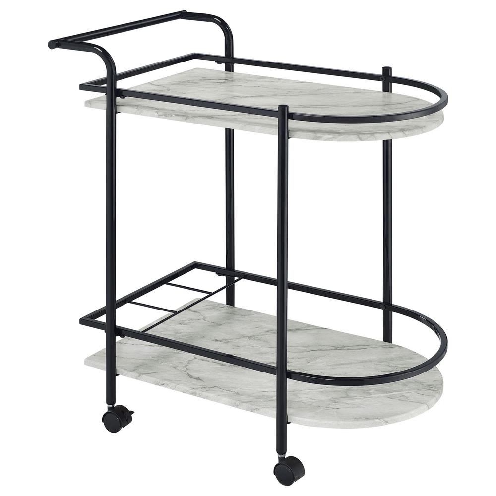 Desiree 2-tier Bar Cart with Casters Black. Picture 2