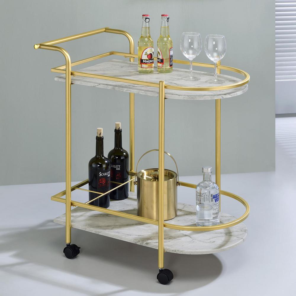Desiree 2-tier Bar Cart with Casters Gold. Picture 1