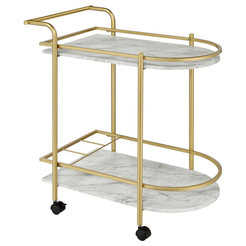Desiree 2-tier Bar Cart with Casters Gold. Picture 2